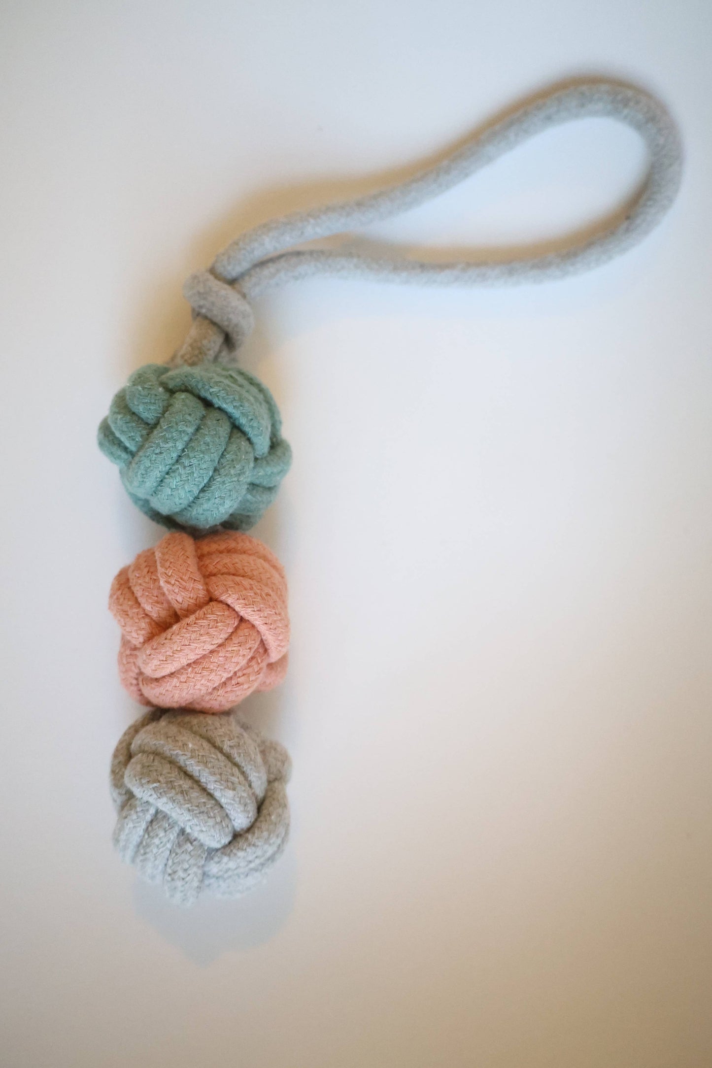 Handmade Ice Cream Rope Ball Dog Toy with cotton rope handle