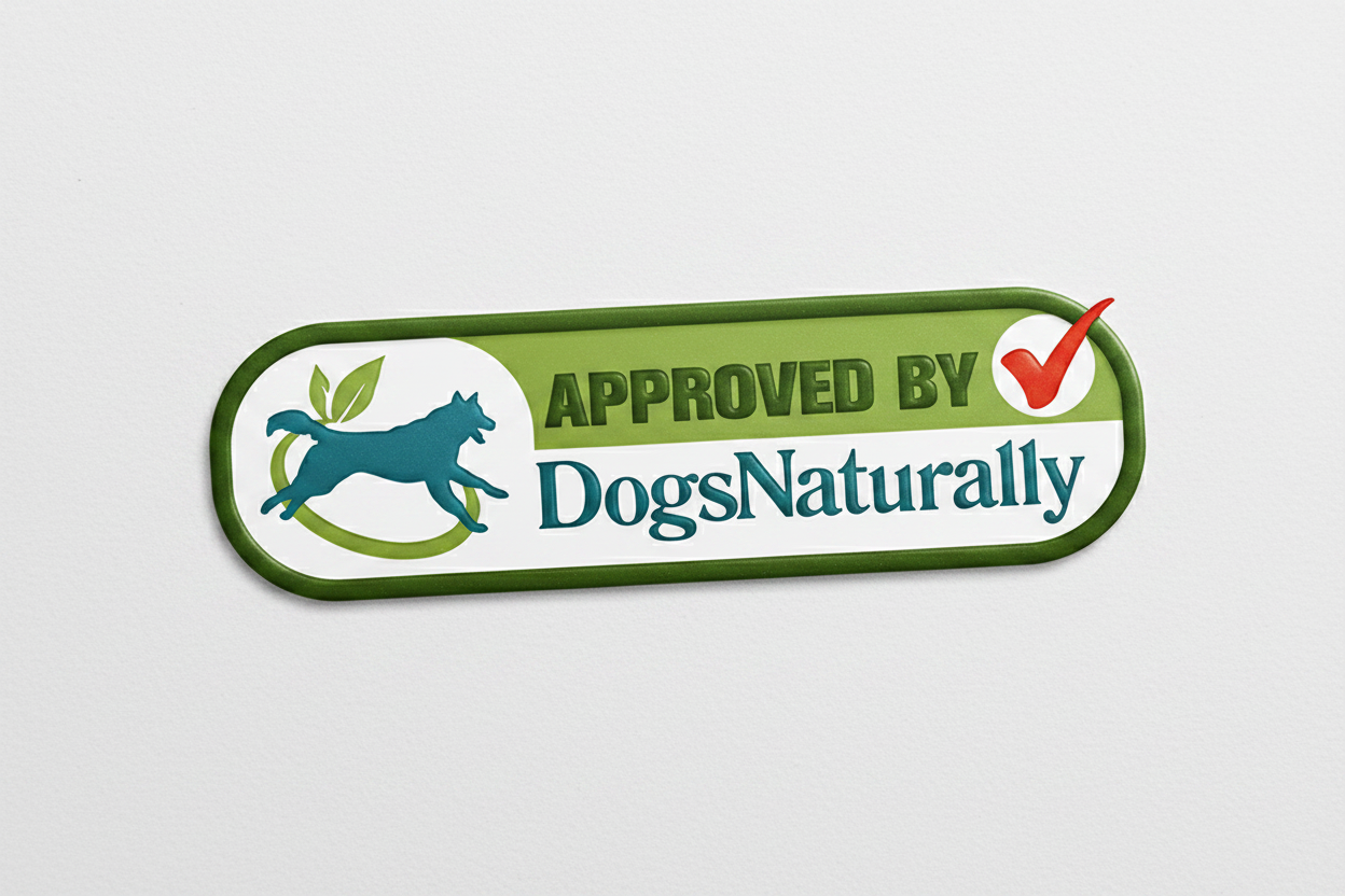 Dogs Naturally Approved recognition for Dogs Love Maca organic meal topper.