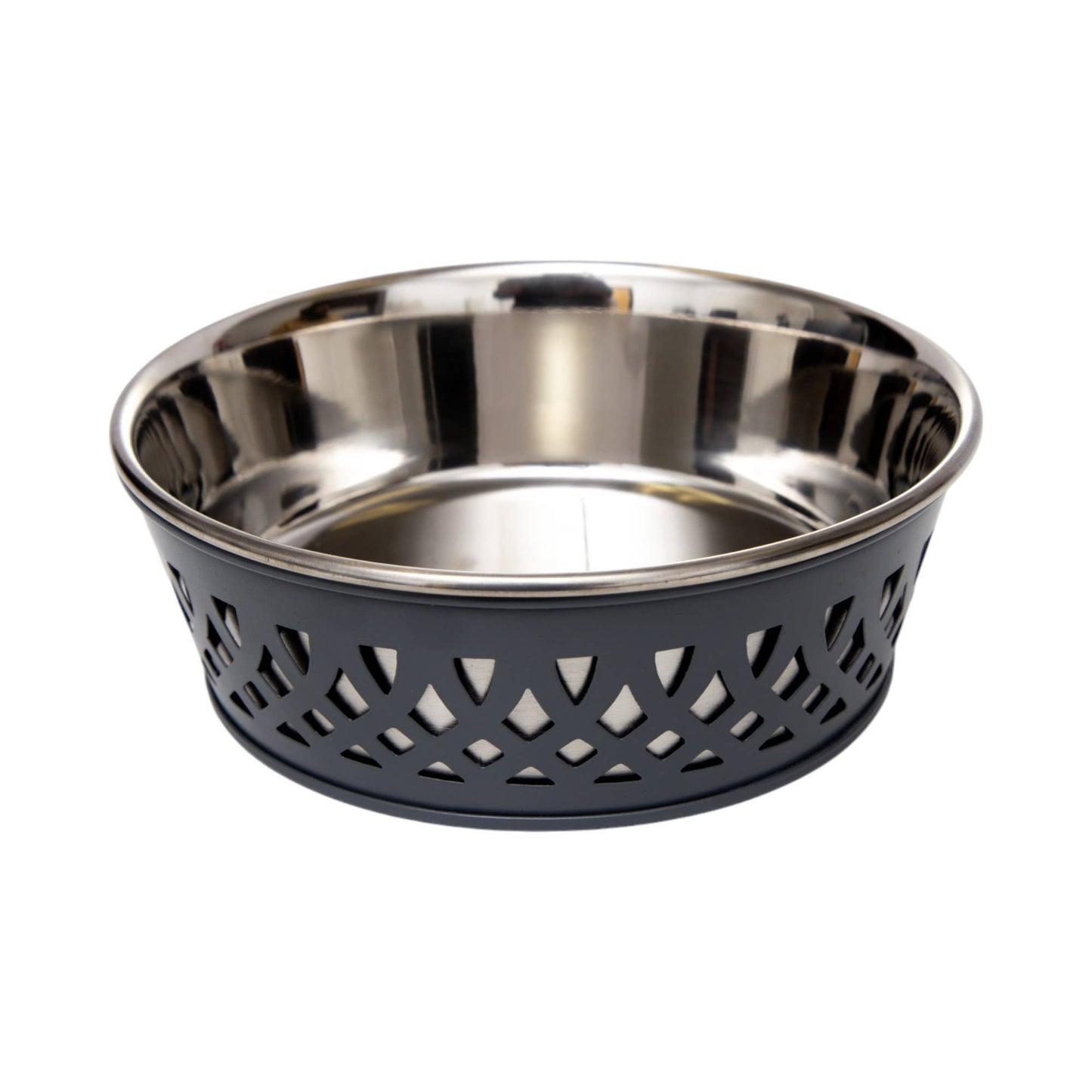 Top view of Eco-Friendly Stainless Steel Farmhouse Dog Bowl showing removable stainless steel insert