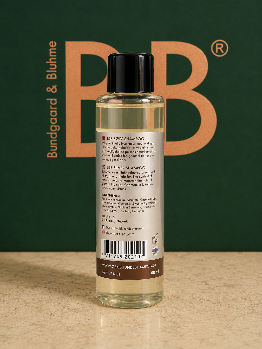 B&B Organic Silver Shampoo | Colloidal Silver & Chamomile | 100 mL