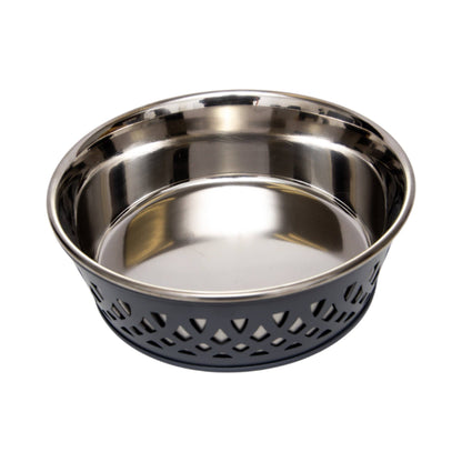 Eco-Friendly Stainless Steel Farmhouse Dog Bowl | Gray | 16 oz