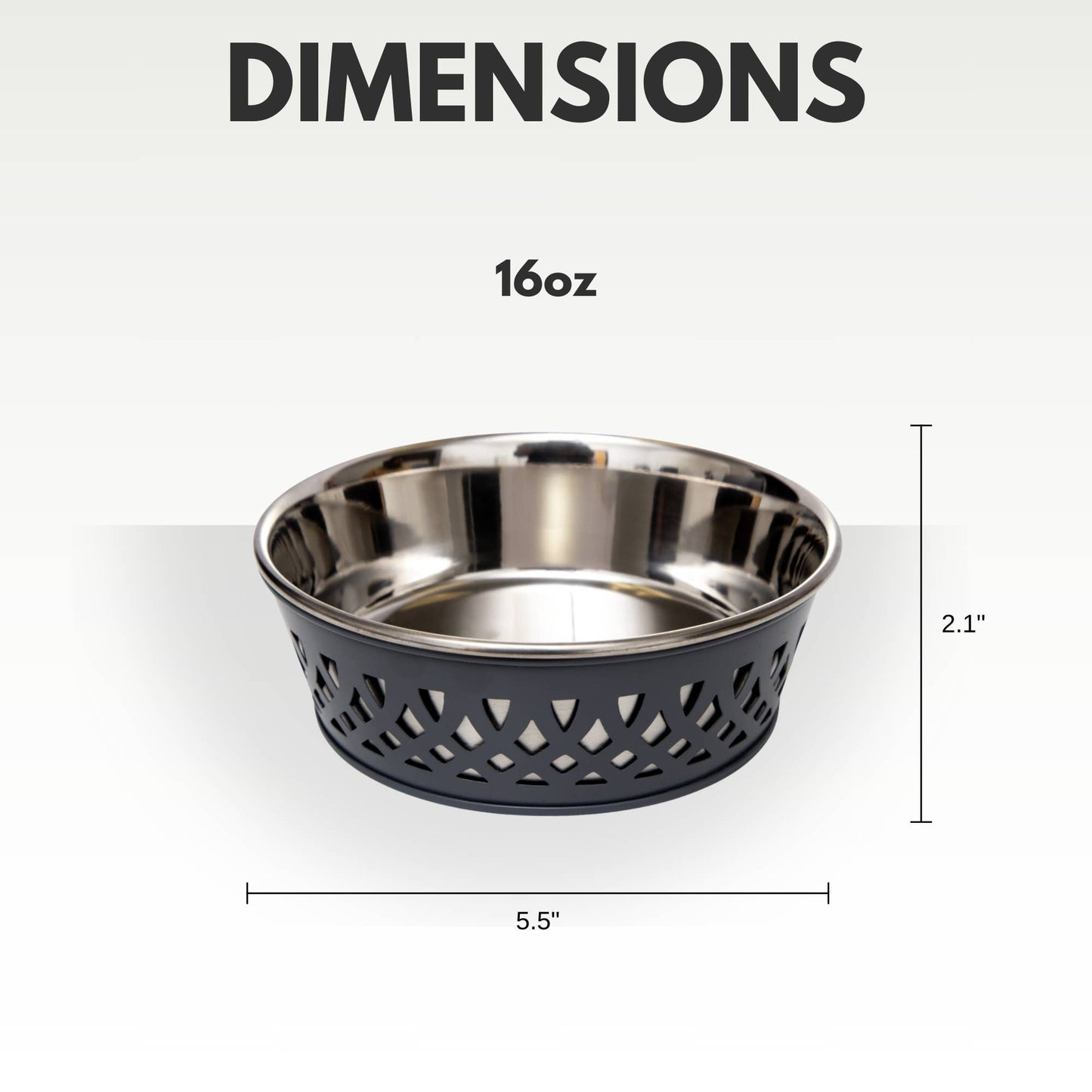 Eco-Friendly Stainless Steel Farmhouse Dog Bowl | Gray | 16 oz