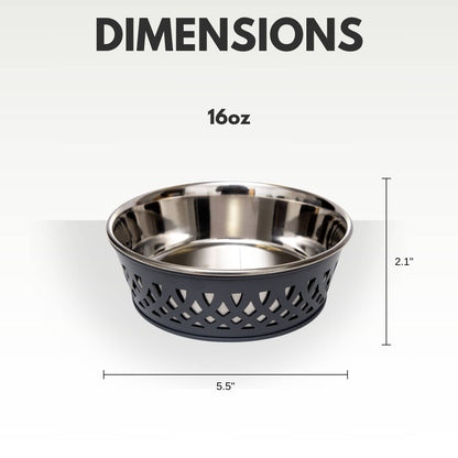 Eco-Friendly Stainless Steel Farmhouse Dog Bowl | Gray | 16 oz