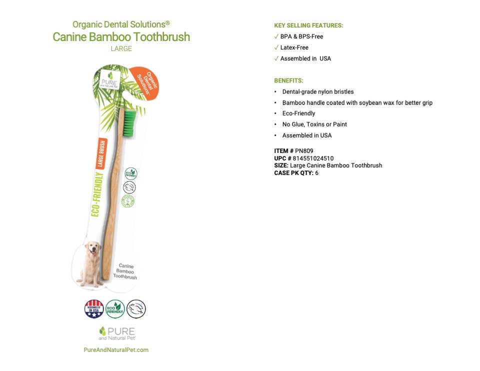 Bamboo Toothbrush for Large Dogs - Organic Dental Solutions®