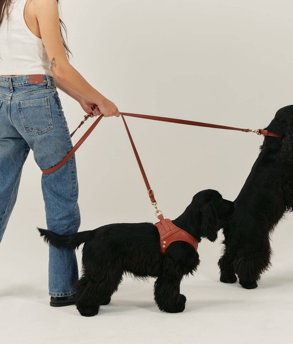 Brown Vegan Leather Harness, Jala: M