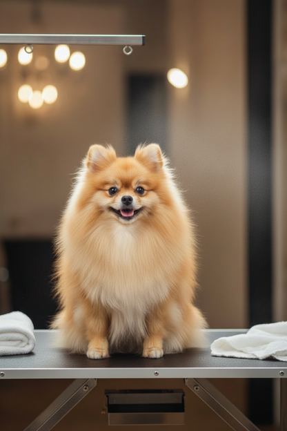 Freshly groomed Pomeranian with a full, healthy-looking coat