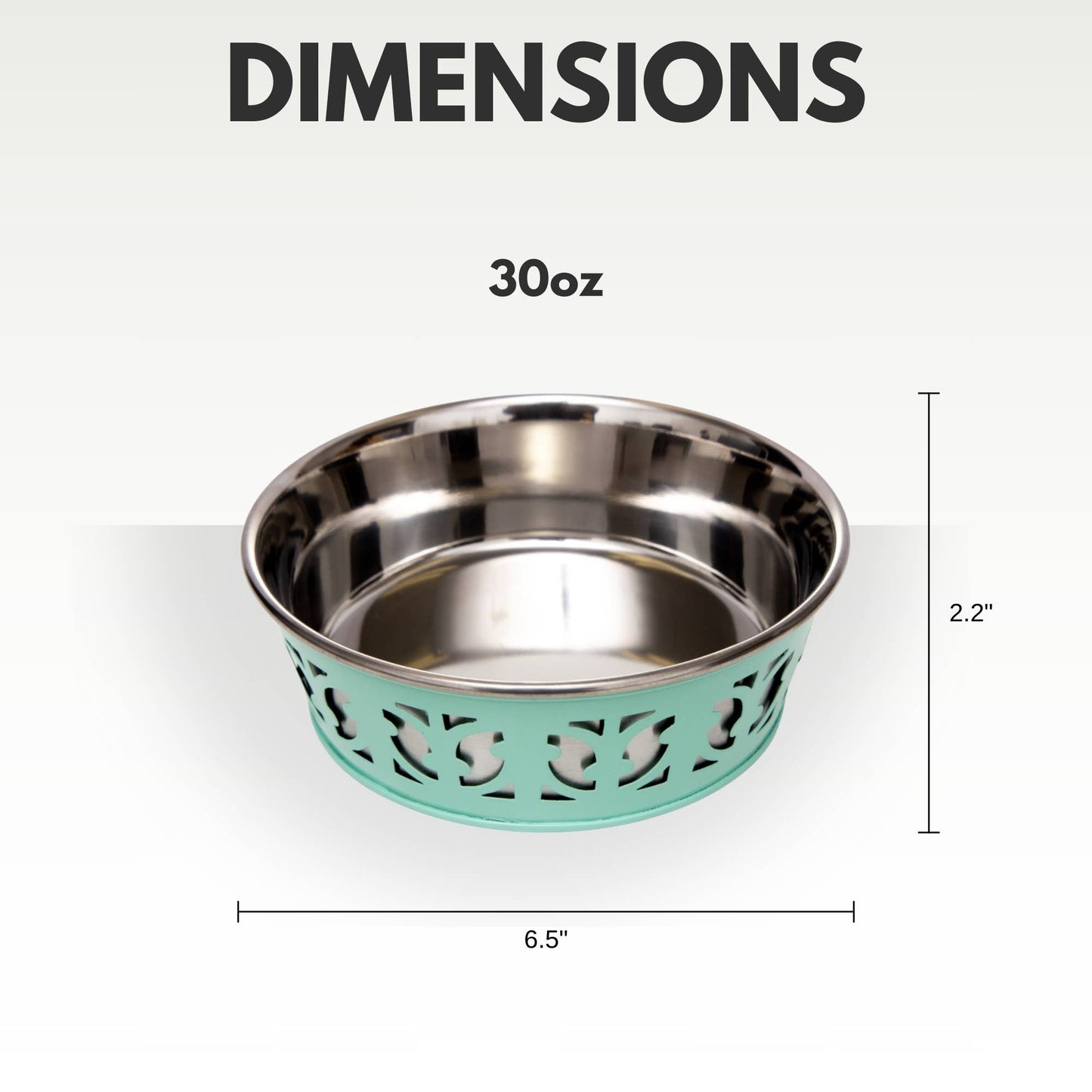 Eco-friendly Stainless Steel Farmhouse Dog Bowl - Mint Green: 30 oz