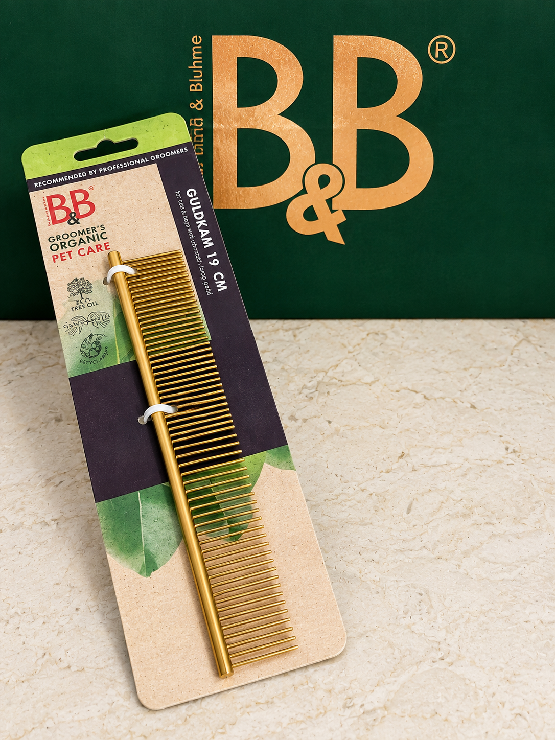 B&B Gold Comb | 19 cm Professional Grooming Comb for Dogs & Cats