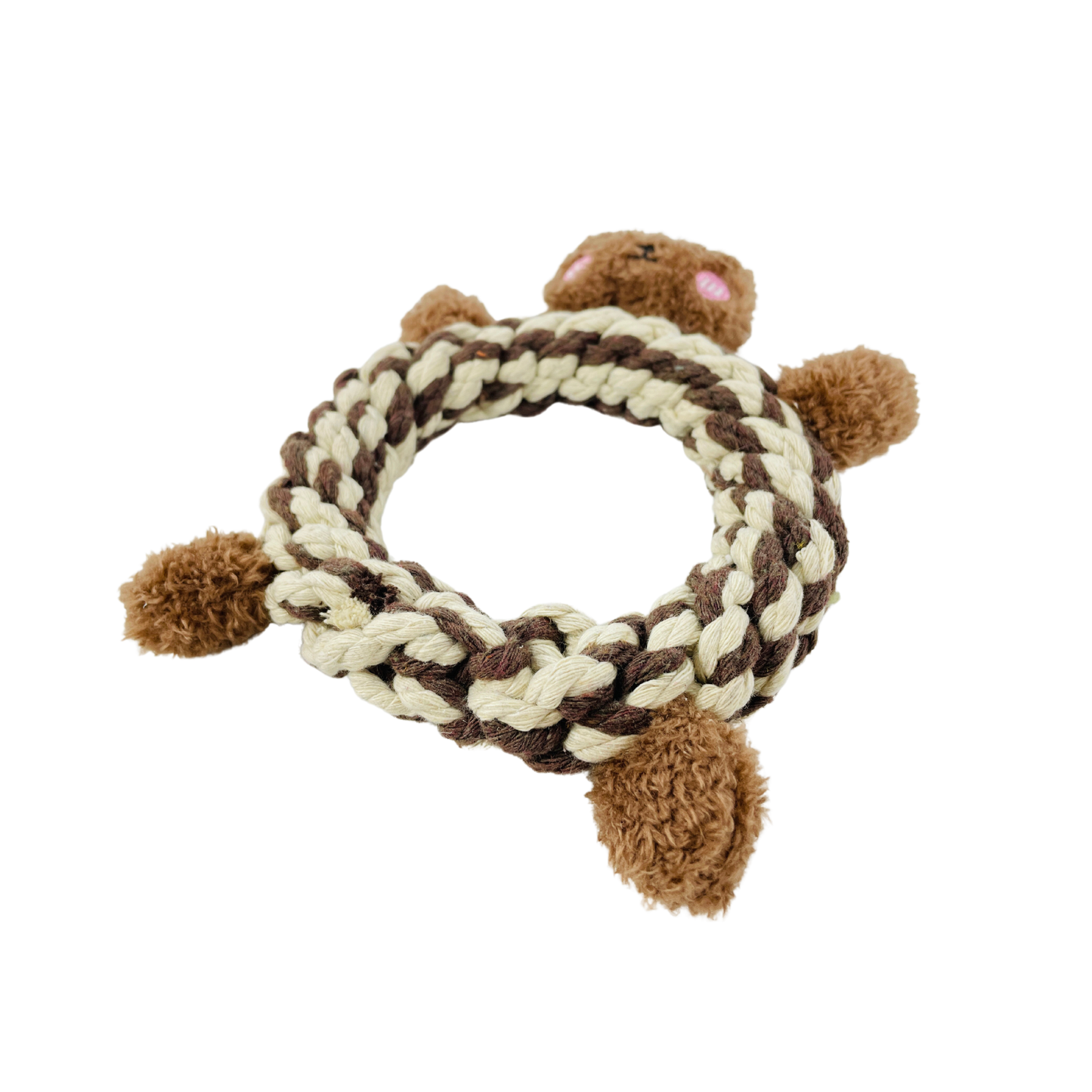 Eco-Brownie Bear Macrame Dog Toy- Plush, Squeaky, Fashion