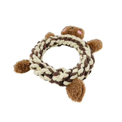 Eco-Brownie Bear Macrame Dog Toy- Plush, Squeaky, Fashion