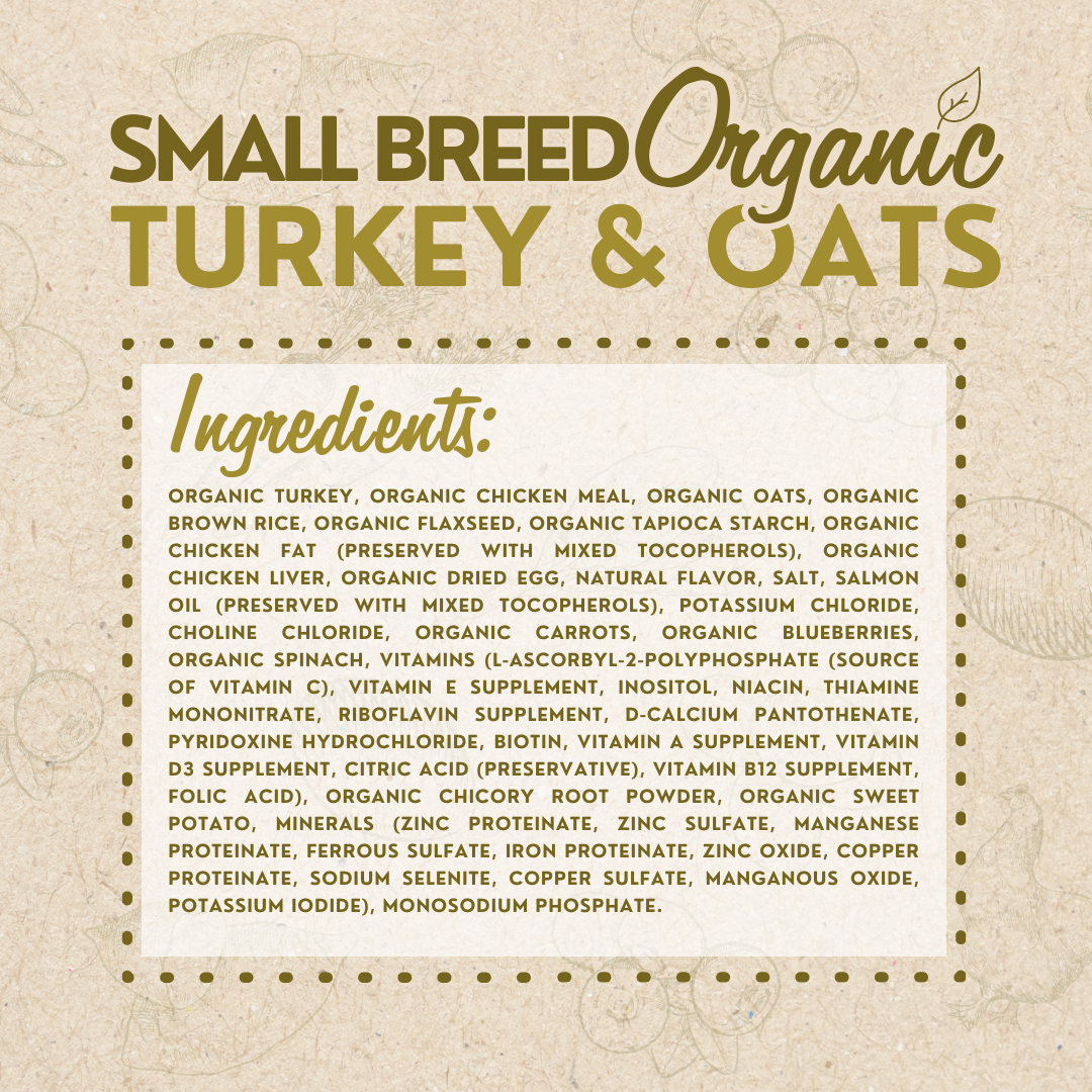 Organic Small Breed Turkey & Oats Recipe Dry Dog Food | 4 lb