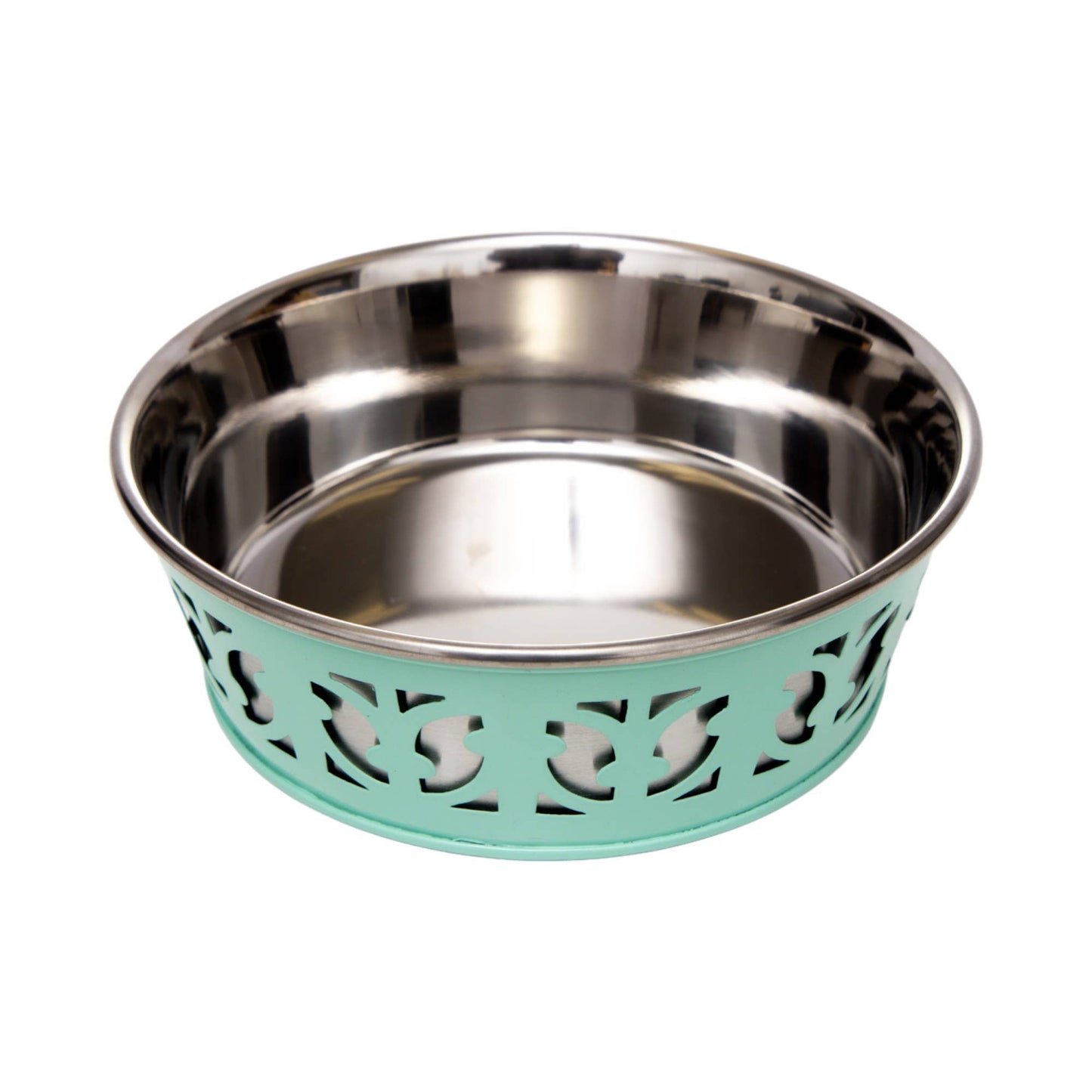 Eco-friendly Stainless Steel Farmhouse Dog Bowl - Mint Green: 30 oz