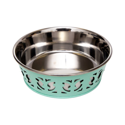 Eco-friendly Stainless Steel Farmhouse Dog Bowl - Mint Green: 30 oz