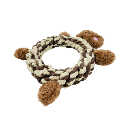 Eco-Brownie Bear Macrame Dog Toy- Plush, Squeaky, Fashion