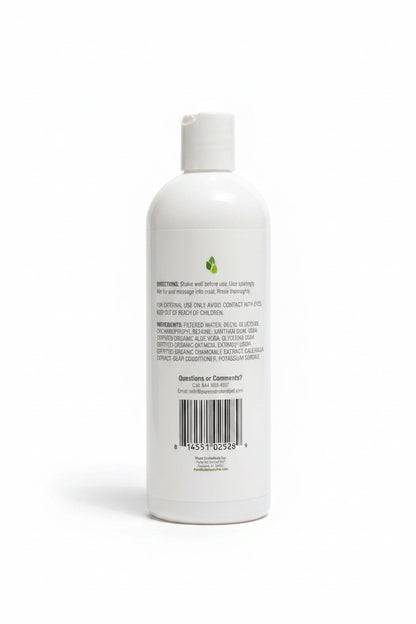 Back label with directions and ingredients for 2-in-1 hypoallergenic pet shampoo and conditioner