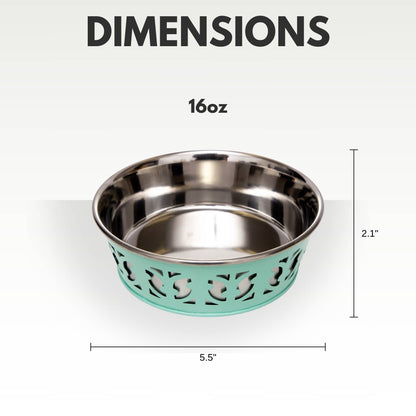 Eco-friendly Stainless Steel Farmhouse Dog Bowl - Mint Green: 30 oz