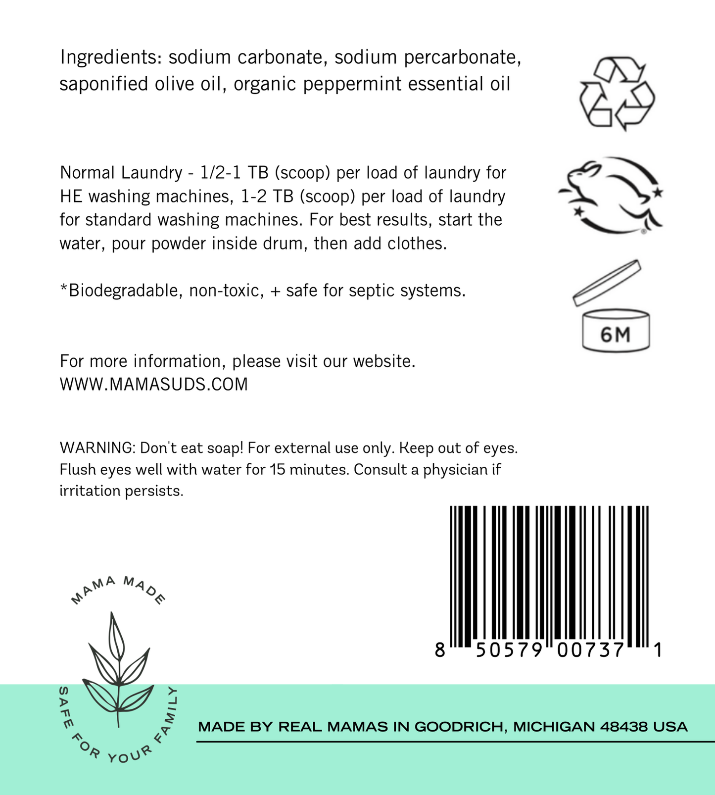Laundry Soap Powder: Peppermint HE