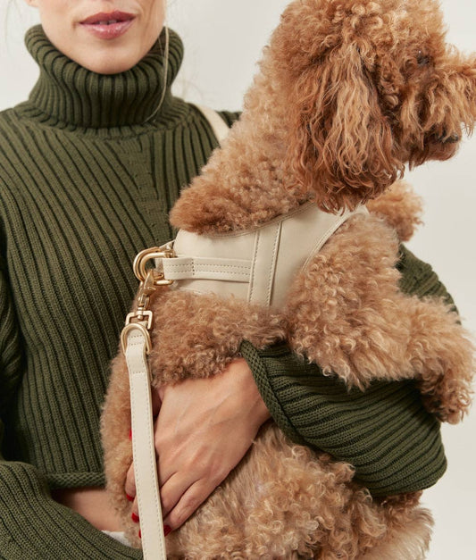 Beige Vegan Leather Harness, Jala: XS