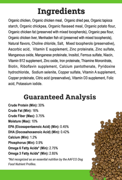 Organic Chicken & Liver Recipe Dry Dog Food | 4 lb