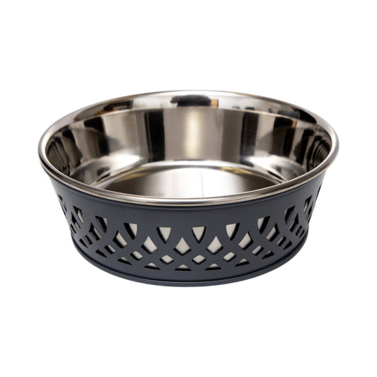 Eco-friendly Stainless Steel Farmhouse Dog Bowl - Gray: 16 oz