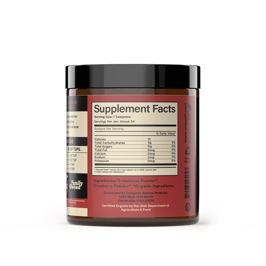 Organic D-Mannose & Cranberry Powder for Dogs, Cats, & Pets: 4 oz