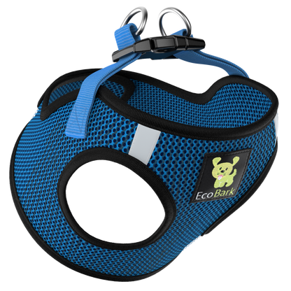 EcoBark bright blue step-in mesh dog harness for teacup and small breed dogs