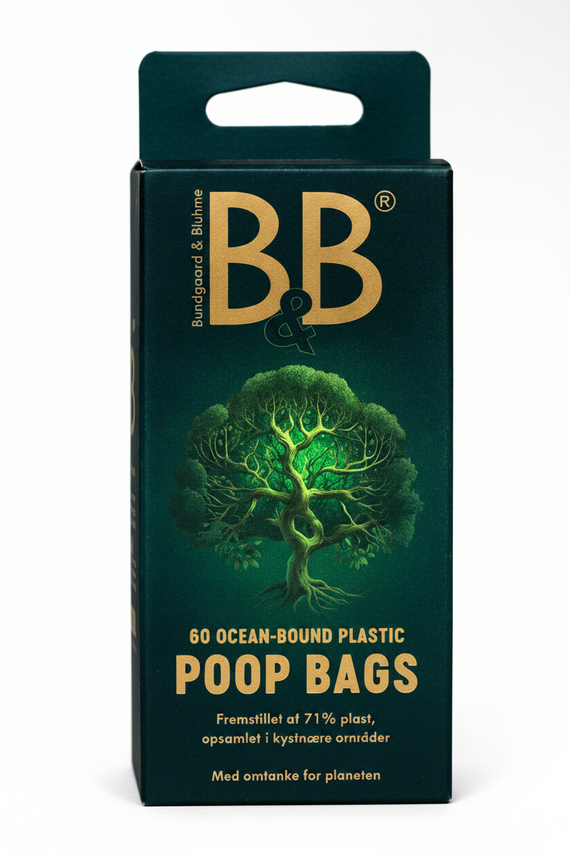 B&B Poop Bags from Ocean-Bound Plastic 60 Bags retail package