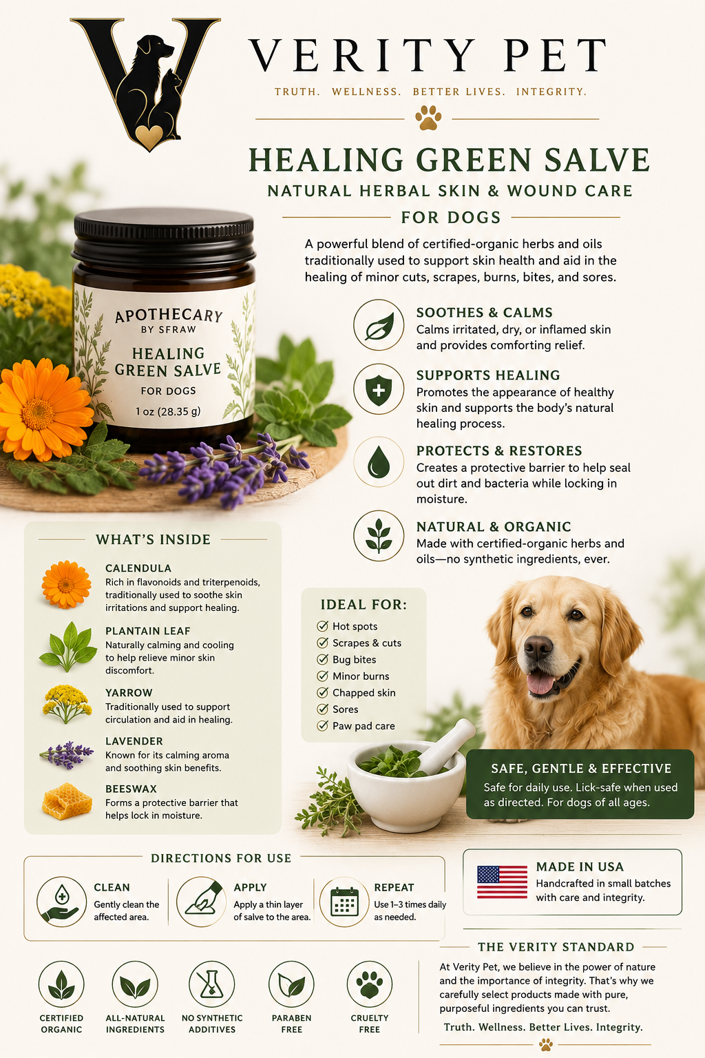 Healing Green Salve | Dog | 1 oz Glass Jar