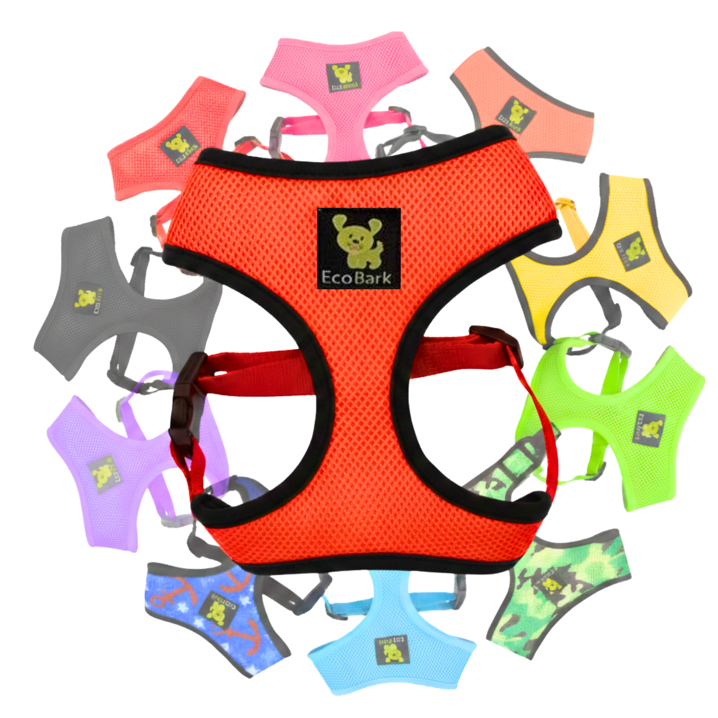 Over-the-Head Dog Harnesses - Max Comfort - 18 Colors & Patterns / Orange