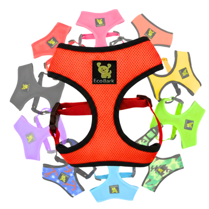 Over-the-Head Dog Harnesses - Max Comfort - 18 Colors & Patterns / Orange