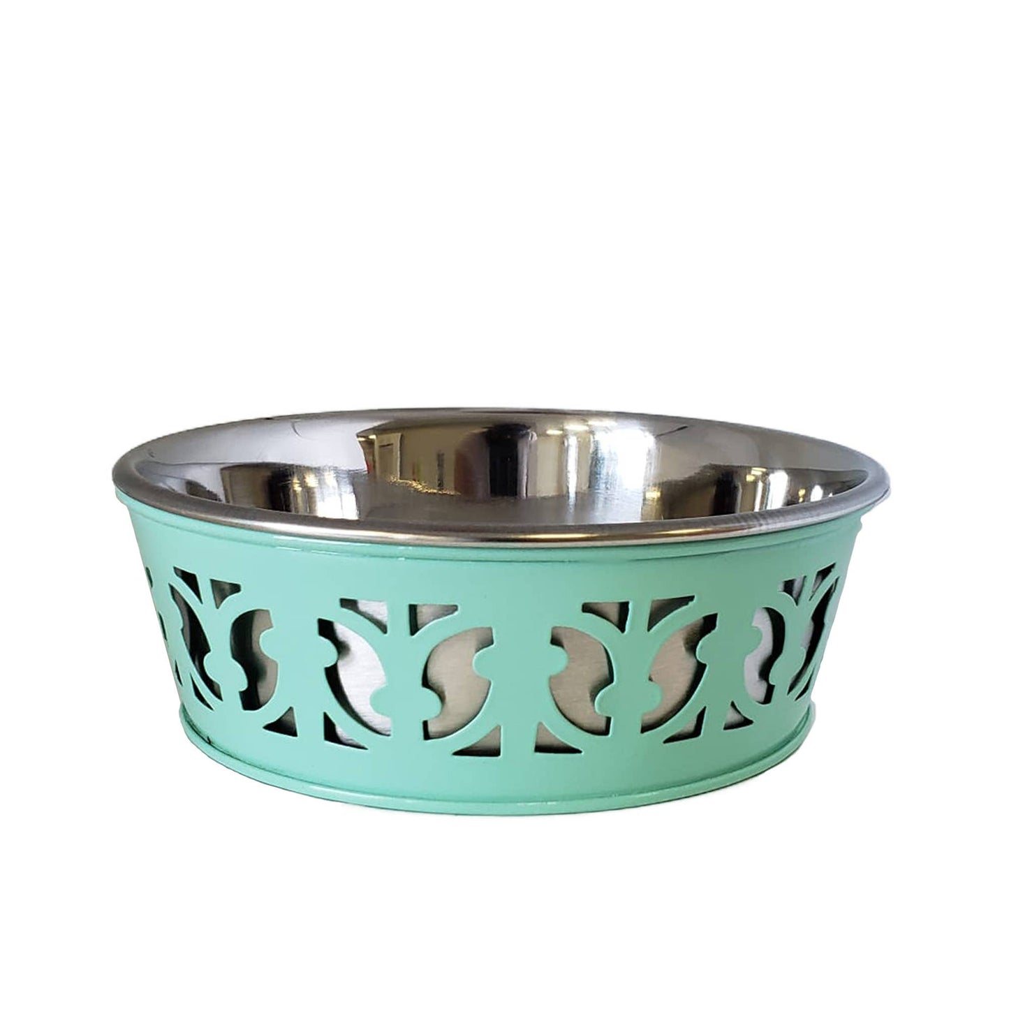 Eco-friendly Stainless Steel Farmhouse Dog Bowl - Mint Green: 30 oz