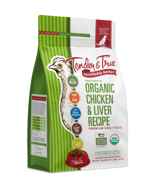 Organic Chicken & Liver Recipe Dry Dog Food, 4 lb.