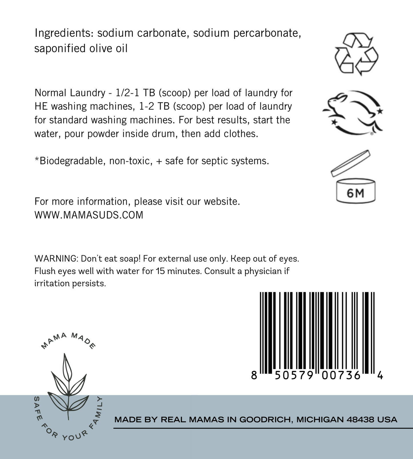 Laundry Soap Powder: Peppermint HE