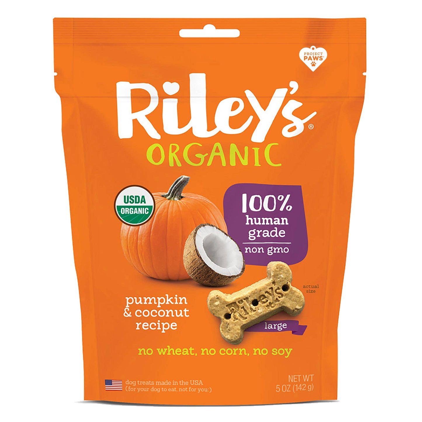 Riley’s Organics Pumpkin & Coconut Dog Treats | Large Bone | 5 oz