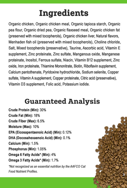 Tender & True Organic Chicken & Liver Recipe Dry Cat Food – 3 lb