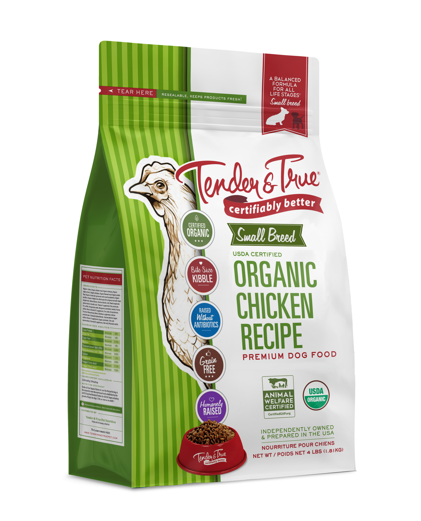 Tender & True Organic Small Breed Chicken & Liver Recipe Dry Dog Food 4 lb bag