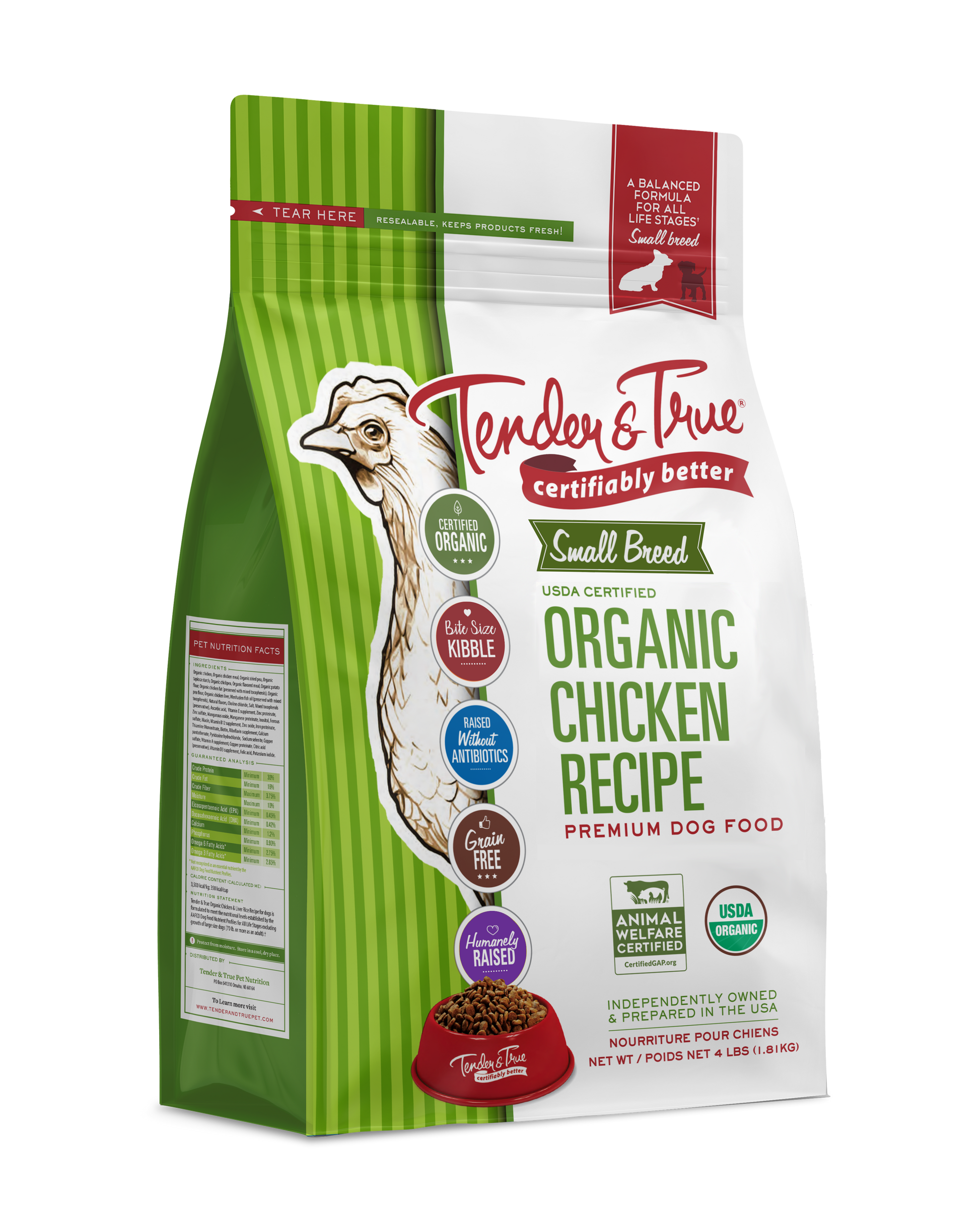 Tender & True Organic Small Breed Chicken & Liver Recipe Dry Dog Food 4 lb bag
