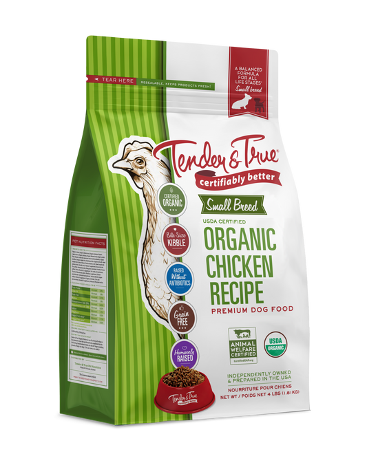 Organic Small Breed Chicken & Liver Recipe Dry Dog Food 4lb.