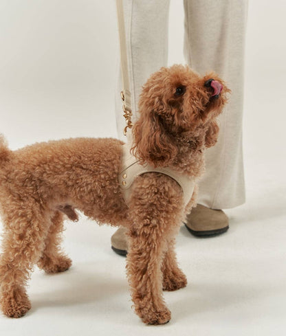 Beige Vegan Leather Harness, Jala: XS